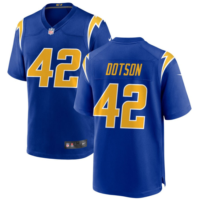 Los Angeles Chargers #42 Elijah Dotson Royal Stitched Game Jersey