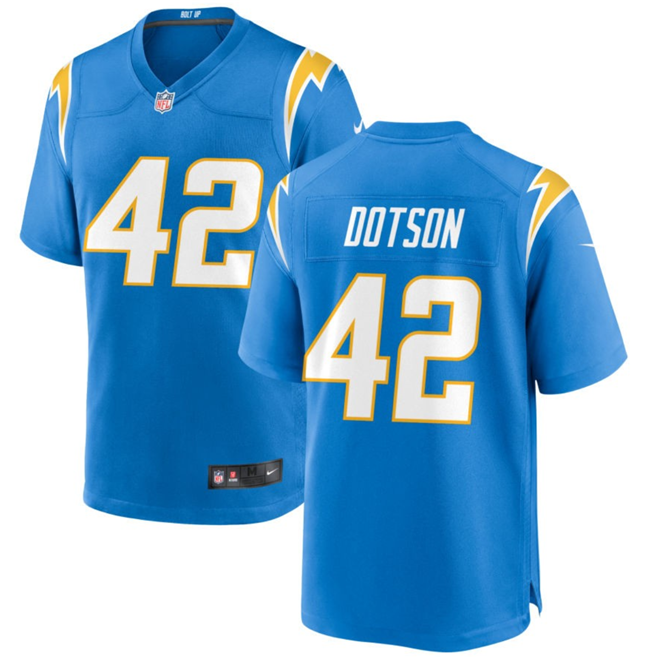 Los Angeles Chargers #42 Elijah Dotson Blue Stitched Game Jersey