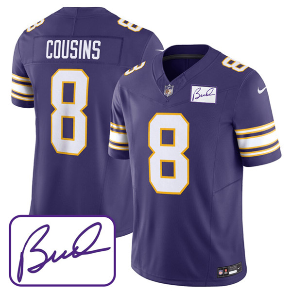 Minnesota Vikings #8 Kirk Cousins Purple 2023 F.U.S.E. Bud Grant Patch Limited Stitched Jersey
