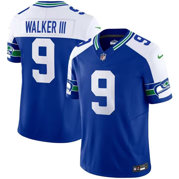 Seattle Seahawks #9 Kenneth Walker III Royal 2023 F.U.S.E. Throwback Vapor Limited Stitched Jersey