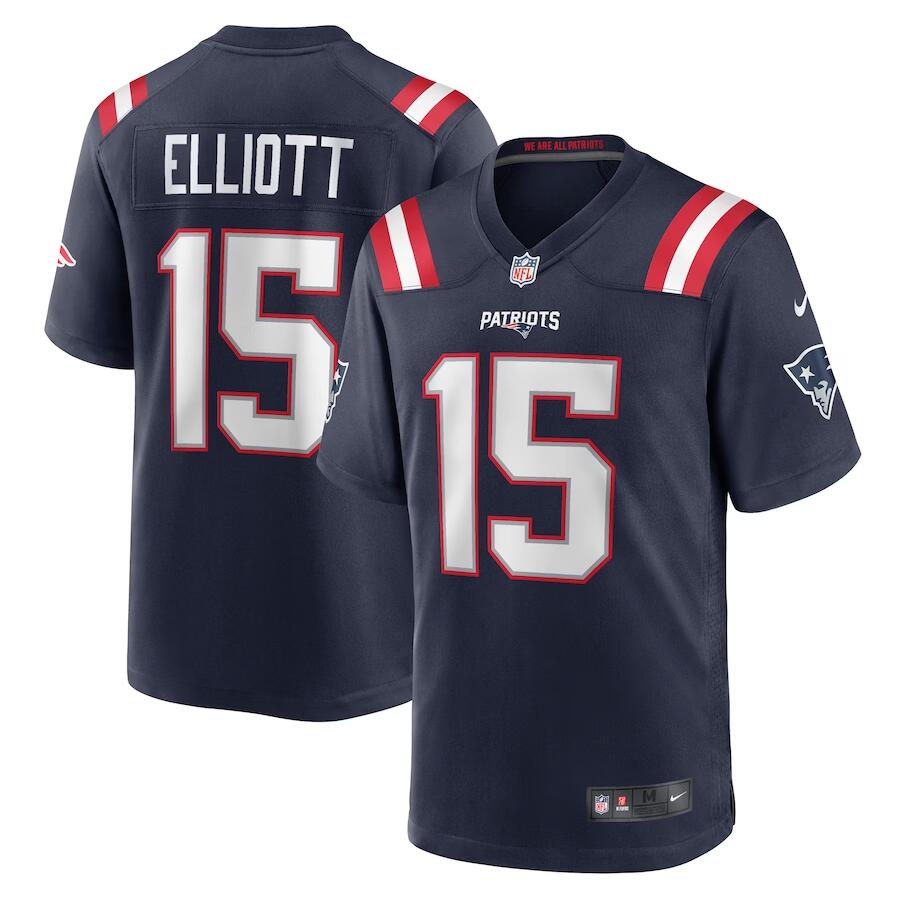New England Patriots #15 Ezekiel Elliott Navy Game Stitched Jersey