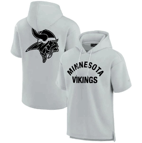 Minnesota Vikings Gray Super Soft Fleece Short Sleeve Hoodie