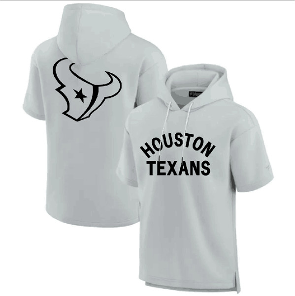 Houston Texans Gray Super Soft Fleece Short Sleeve Hoodie