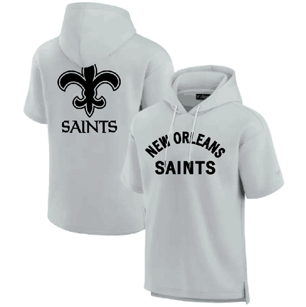 New Orleans Saints Gray Super Soft Fleece Short Sleeve Hoodie