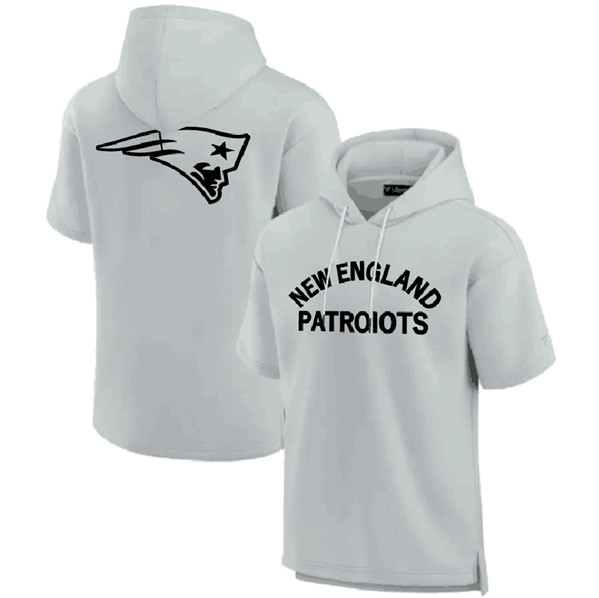 New England Patriots Gray Super Soft Fleece Short Sleeve Hoodie