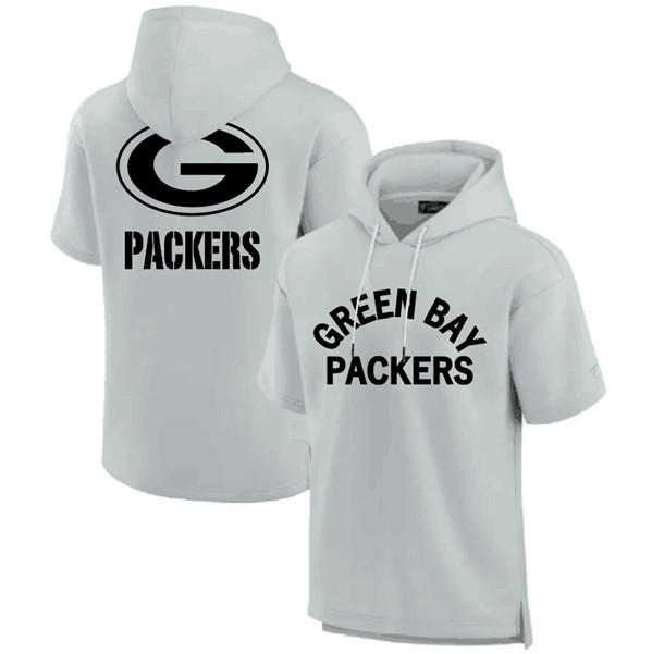 Green Bay Packers Gray Super Soft Fleece Short Sleeve Hoodie