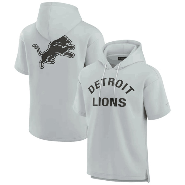 Detroit Lions Gray Super Soft Fleece Short Sleeve Hoodie
