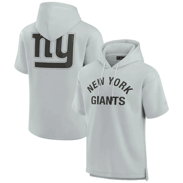 New York Giants Gray Super Soft Fleece Short Sleeve Hoodie