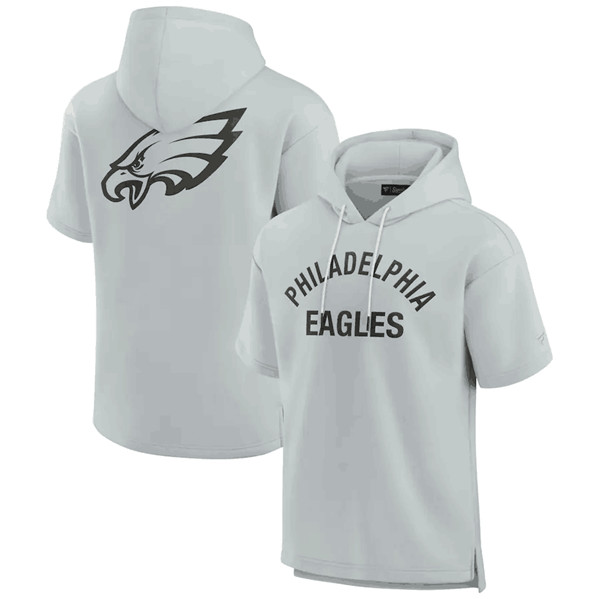 Philadelphia Eagles Gray Super Soft Fleece Short Sleeve Hoodie