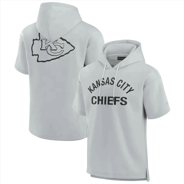 Kansas City Chiefs Gray Super Soft Fleece Short Sleeve Hoodie
