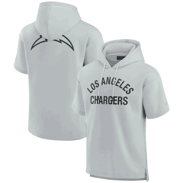 Los Angeles Chargers Gray Super Soft Fleece Short Sleeve Hoodie