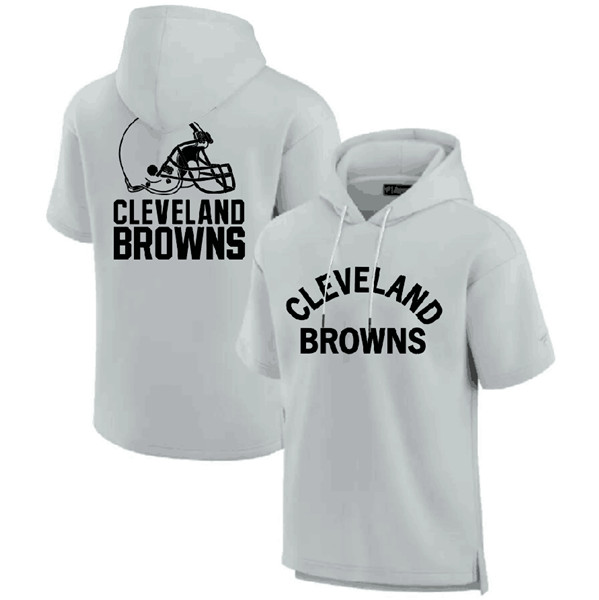 Cleveland Browns Gray Super Soft Fleece Short Sleeve Hoodie