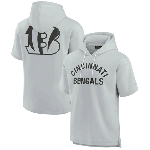 Cincinnati Bengals Gray Super Soft Fleece Short Sleeve Hoodie