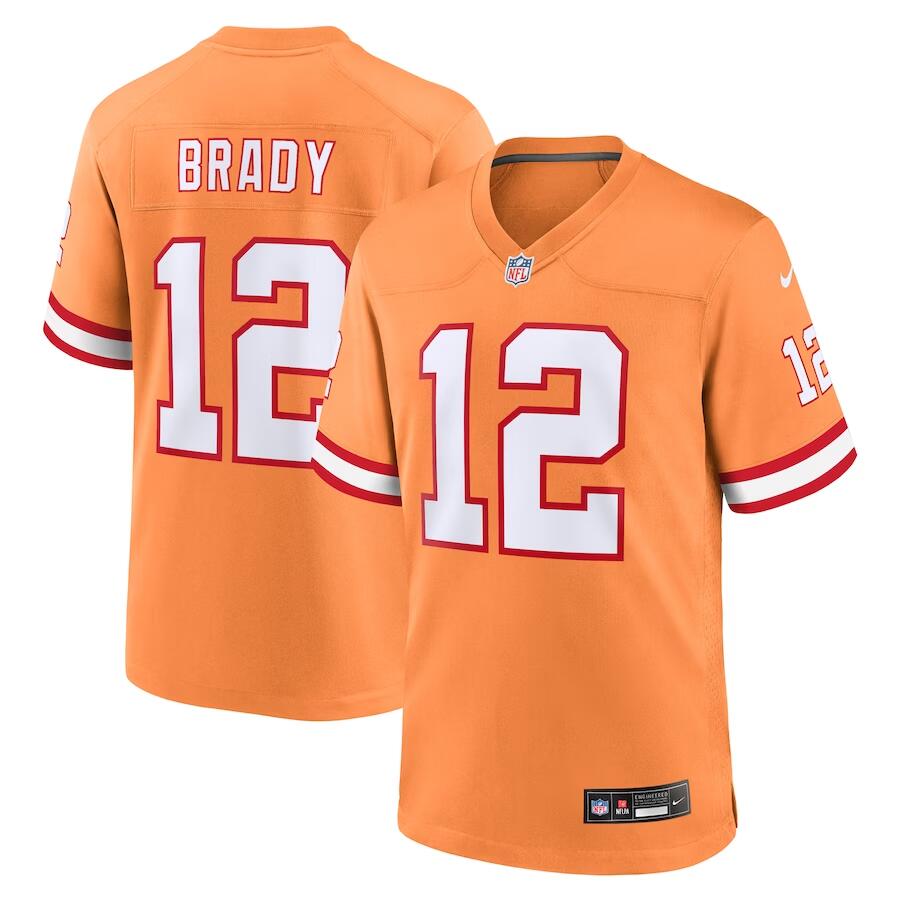 Tampa Bay Buccaneers #12 Tom Brady Orange Throwback Game Limited Stitched Jersey