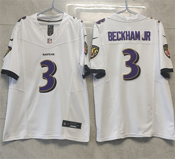 Baltimore Ravens #3 Odell Beckham Jr. White 2023 F.U.S.E. Vapor Untouchable Stitched Jersey