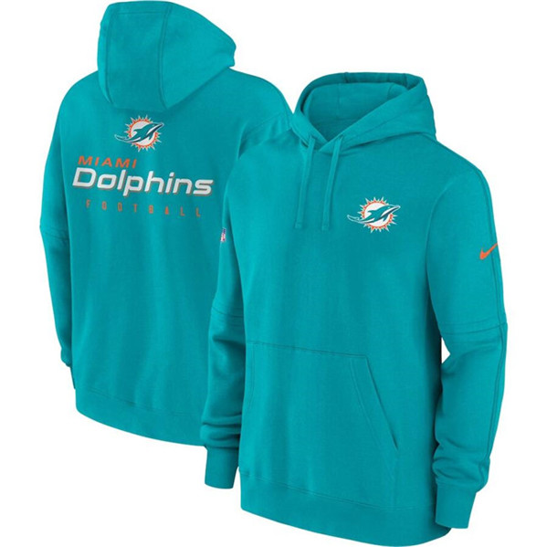 Miami Dolphins Aqua Sideline Club Fleece Pullover Hoodie