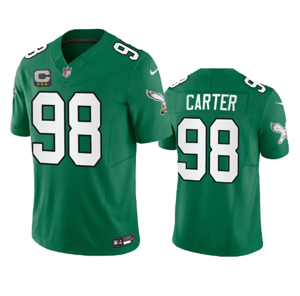 Philadelphia Eagles #98 Jalen Carter Green 2023 F.U.S.E. With C Patch Vapor Untouchable Stitched Jersey