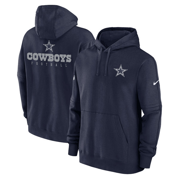 Dallas Cowboys Navy Sideline Club Fleece Pullover Hoodie