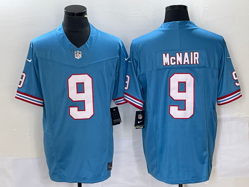 Tennessee Titans #9 Steve McNair Light Blue 2023 F.U.S.E. Vapor Limited Throwback Stitched Jersey