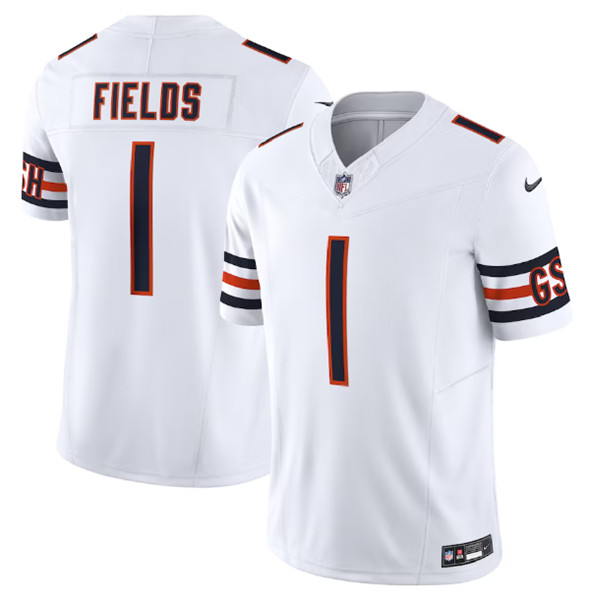 Chicago Bears #1 Justin Fields White 2023 F.U.S.E. Vapor Untouchable Limited Stitched Jersey