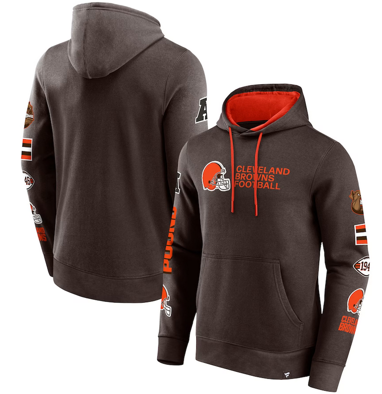 Cleveland Browns Brown Extra Innings Stitched Logo Pullover Hoodie