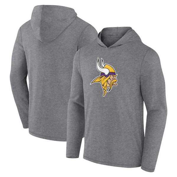 Minnesota Vikings Heather Gray Primary Logo Long Sleeve Hoodie