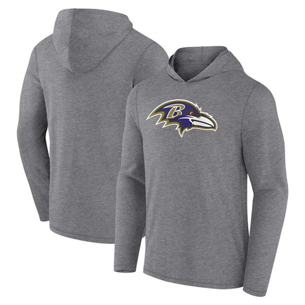 Baltimore Ravens Heather Gray Primary Logo Long Sleeve Hoodie