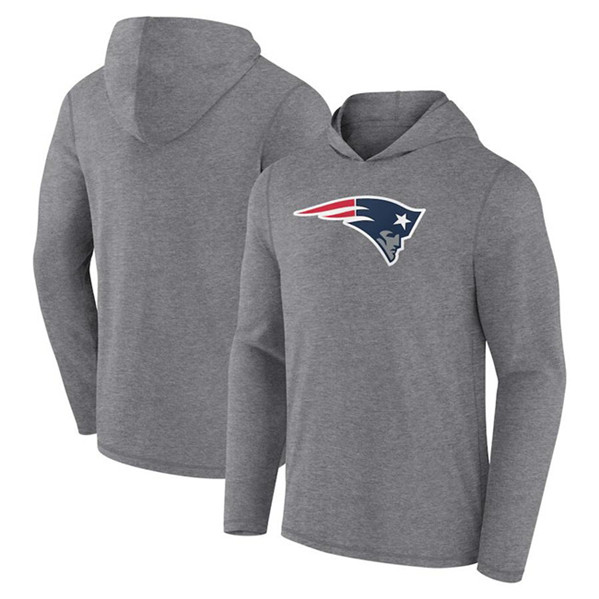 New England Patriots Heather Gray Primary Logo Long Sleeve Hoodie