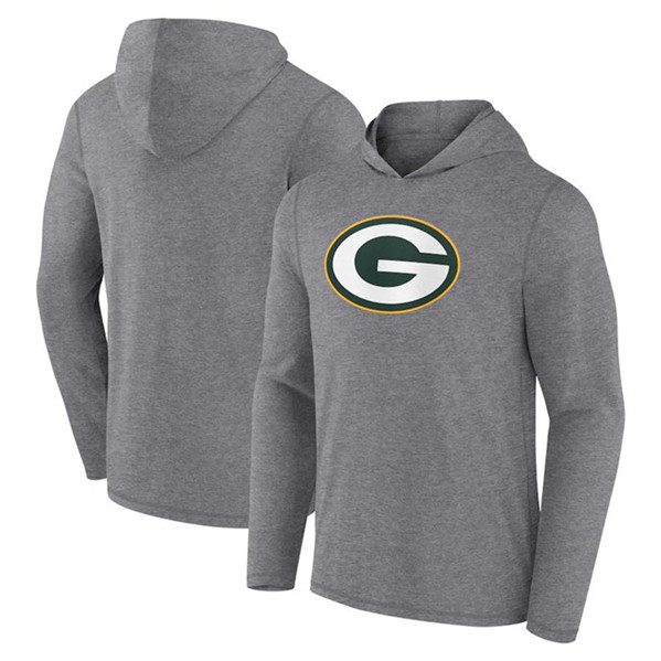 Green Bay Packers Heather Gray Primary Logo Long Sleeve Hoodie