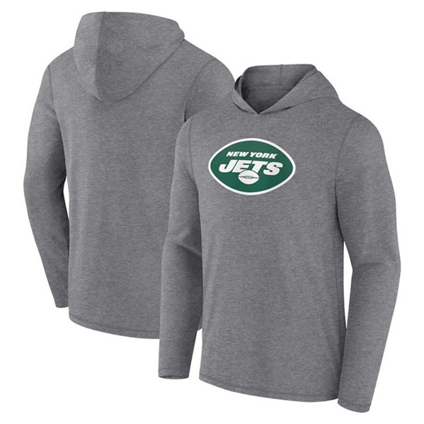 New York Jets Heather Gray Primary Logo Long Sleeve Hoodie