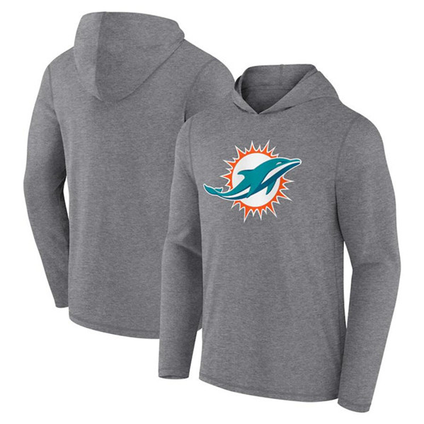 Miami Dolphins Heather Gray Primary Logo Long Sleeve Hoodie