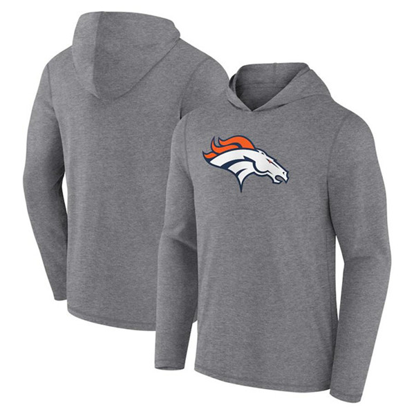 Denver Broncos Heather Gray Primary Logo Long Sleeve Hoodie