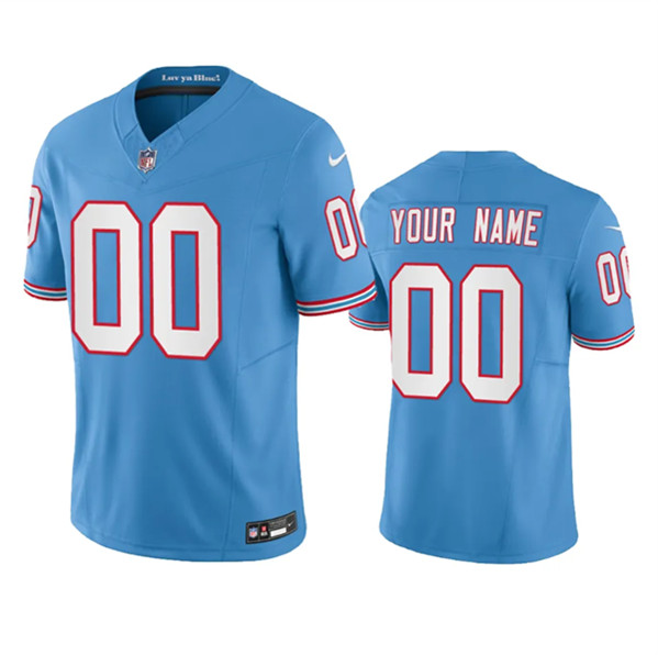 Tennessee Titans Custom Light Blue 2023 F.U.S.E. Vapor Limited Throwback Stitched Jersey