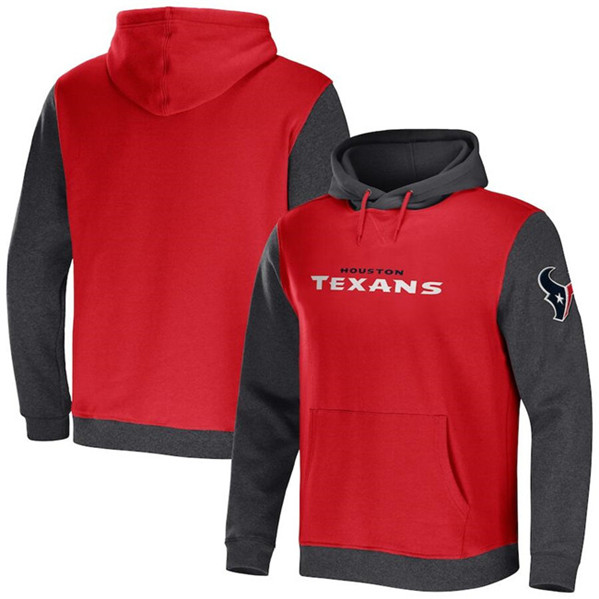 Houston Texans X Darius Rucker Collection Red Charcoal Colorblock Pullover Hoodie