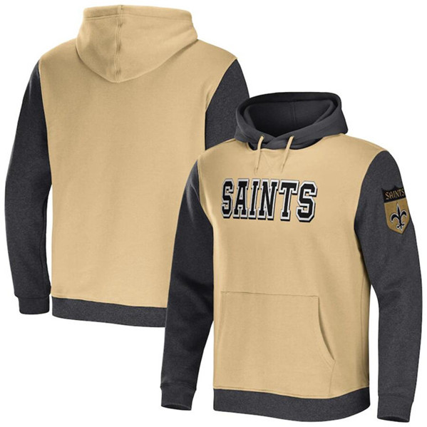 New Orleans Saints X Darius Rucker Collection Gold Charcoal Colorblock Pullover Hoodie
