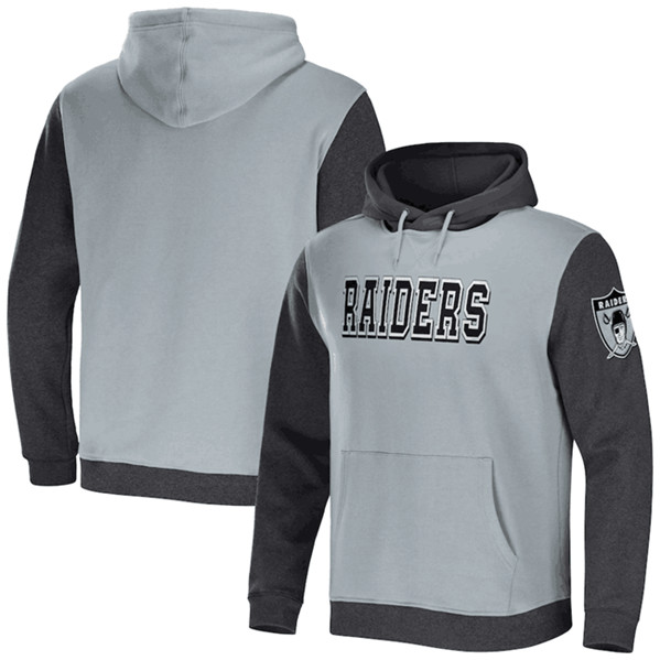 Las Vegas Raiders X Darius Rucker Collection Gray Charcoal Colorblock Pullover Hoodie