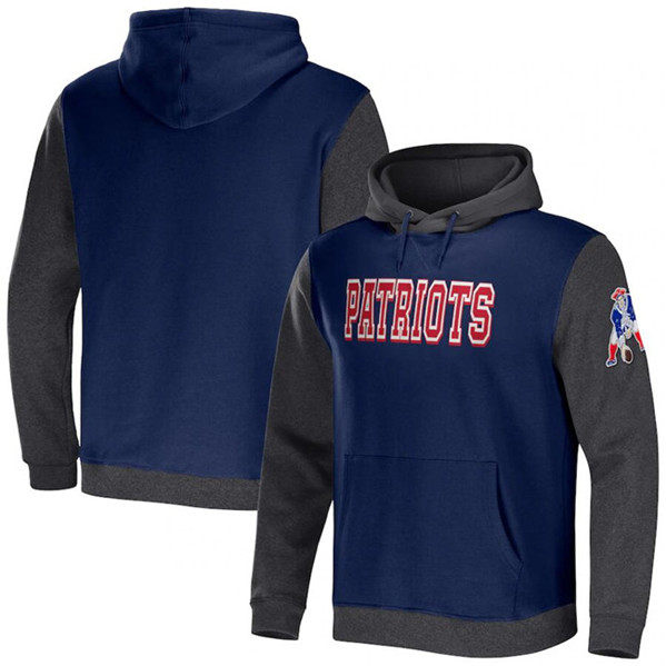New England Patriots X Darius Rucker Collection Navy Charcoal Colorblock Pullover Hoodie