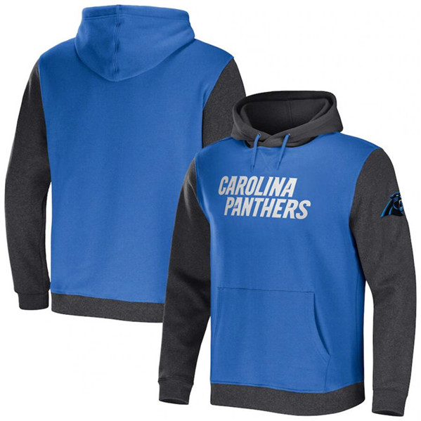Carolina Panthers X Darius Rucker Collection Blue Charcoal Colorblock Pullover Hoodie