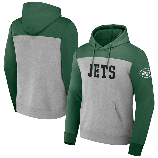New York Jets X Darius Rucker Collection Heather Gray Colorblock Pullover Hoodie