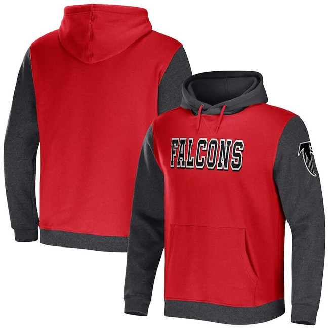 Atlanta Falcons X Darius Rucker Collection Red Charcoal Colorblock Pullover Hoodie