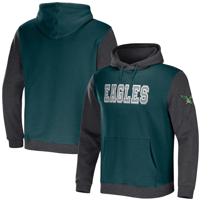 Philadelphia Eagles X Darius Rucker Collection Midnight Green Charcoal Colorblock Pullover Hoodie