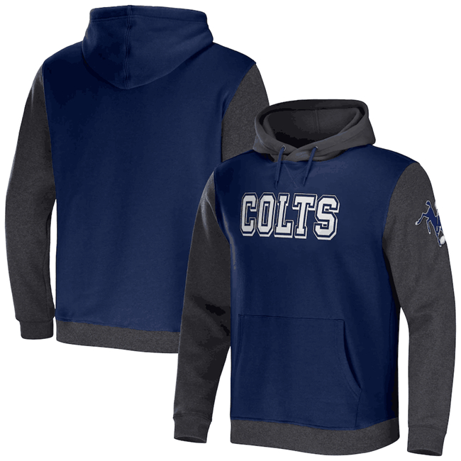 Indianapolis Colts X Darius Rucker Collection Navy Heather Charcoal Colorblock Pullover Hoodie