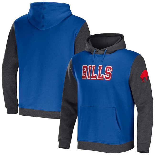 Buffalo Bills X Darius Rucker Collection Royal Heather Charcoal Colorblock Pullover Hoodie