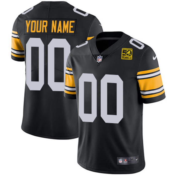 Pittsburgh Steelers Custom Black 2023 50th Anniversary Vapor Untouchable Limited Jersey