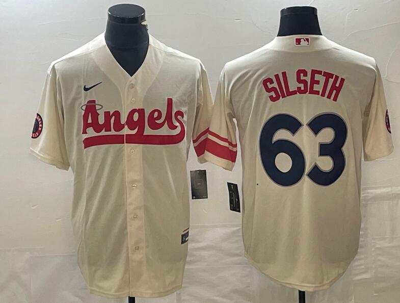 Los Angeles Angels #63 Chase Silseth Cream City Connect Cool Base Stitched Jersey