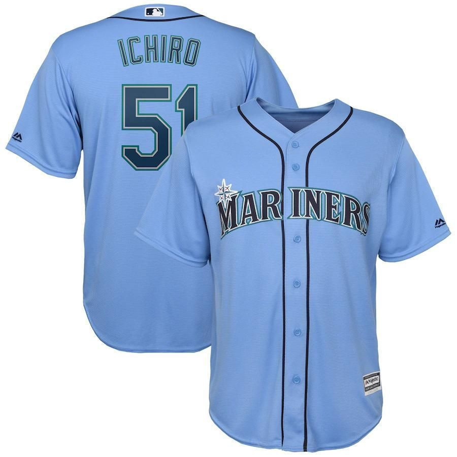 Mariners #51 Ichiro Suzuki Light Blue Cool Base Stitched Jersey