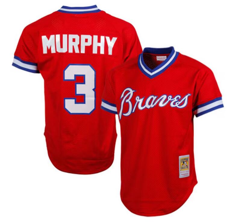 Atlanta Braves #3 Dale Murphy Red Mitchell Ness Stitched Jersey