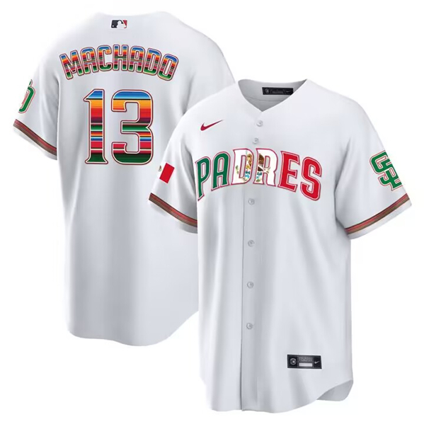San Diego Padres #13 Manny Machado Mexico White Cool Base Stitched Jersey