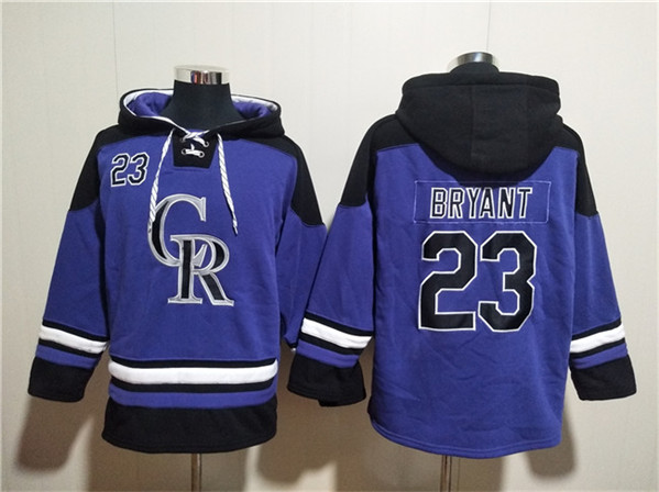 Colorado Rockies #23 Kris Bryant Purple Ageless Must-Have Lace-Up Pullover Hoodie