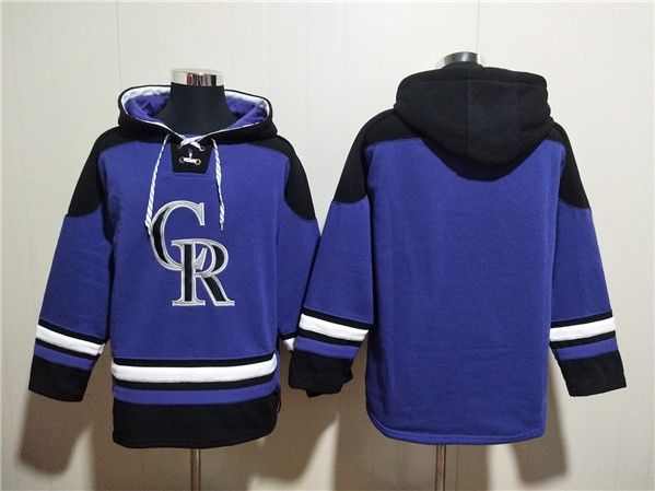 Colorado Rockies Blank Purple Ageless Must-Have Lace-Up Pullover Hoodie